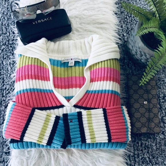 Tommy Hilfiger Sweaters - Tommy Hilfiger rainbow sweater vintage